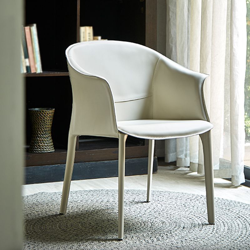 Minimalist Kitchen Dining Arm Chair Solid Back PU Leather Dining Arm Chair