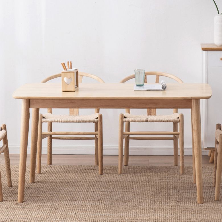 Mesa de comedor contemporánea Rectángulo de madera de goma de madera maciza 4 patas Mesa para el hogar