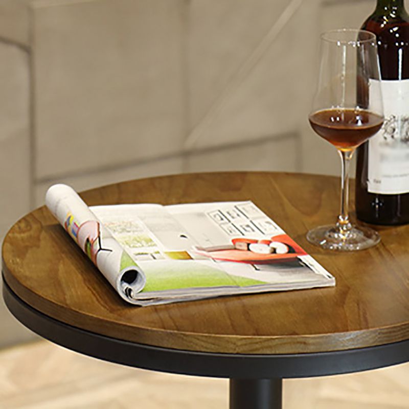 Tabla de barra de hierro negro industrial 21.6 "W Tapa de bistro de madera marrón redonda para cafetería