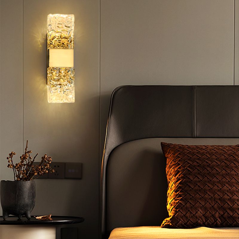 Contemporary Glass Shade Wall Sconce Lighting Rectangle Shade Wall Lamp for Bedroom