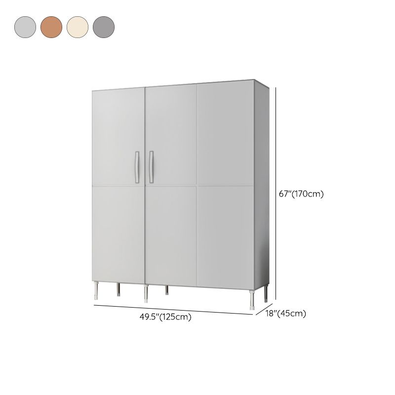 Hinged Wardrobe Cabinet with Garment Rod Steel Wardrobe Armoire