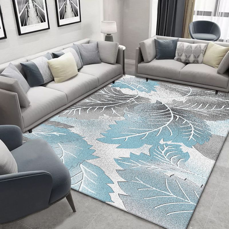Chinese Plant Print Rug Multi Colored Polyster Area Rug Polyster Pet Friendly Machine Washable Carpet for Room