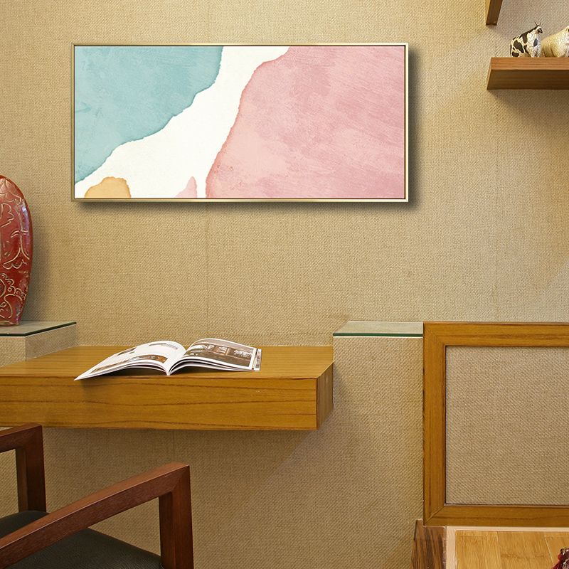 Irregular Abstract Pattern Painting in Pink Contemporary Style Canvas for Kitchen