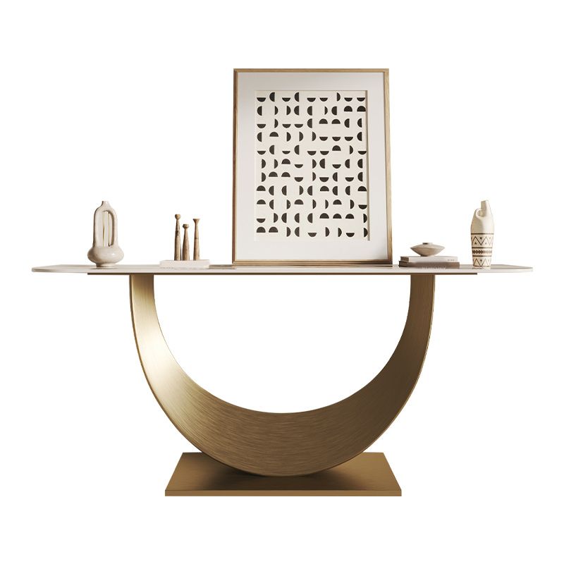 Glam Console Table Antique Finish Sofa Console Table in Stone
