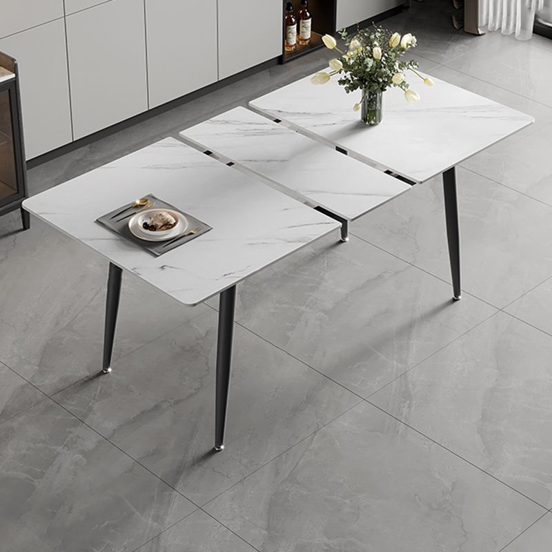 Modern Simple Dining Table Sintered Stone Dinner Table with Metal Legs