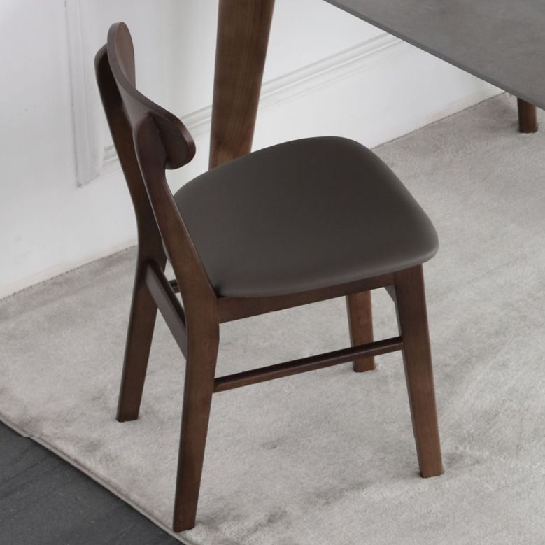 Industrial Upholstered Armless Chair Kitchen Solid Wood Dining Chair