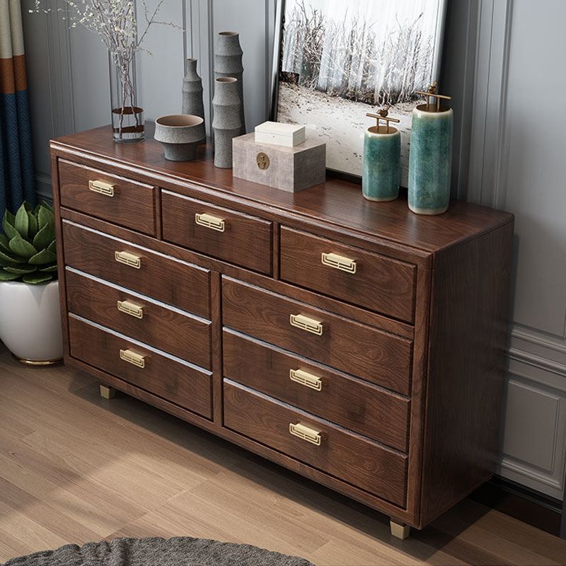 Glam Rubber Wood Storage Chest Bedroom Brown Chest with Drawers