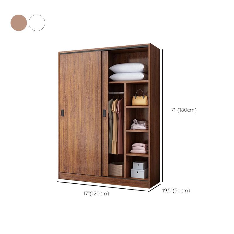 Engineered Wood Wardrobe Armoire Modern Storage Cabinet with Shelves