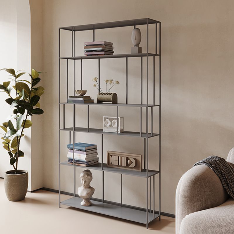 Modern Style Open Back Bookshelf Vertical Metal Bookcase with Shelves