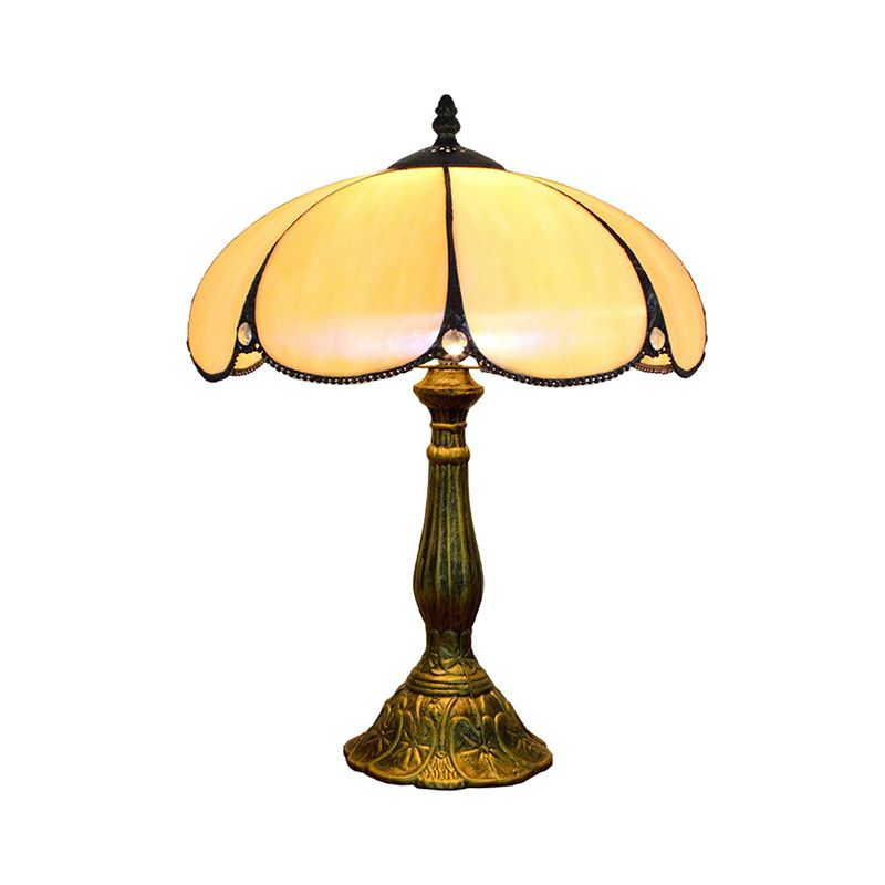 Petal Table Lighting Tiffany Rustic 1 Light Beige Glass Indoor Standing Light for Bedside