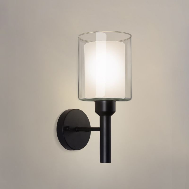 Luces de sombra de vidrio transparentes/lechoso luces modernas de pared interior de la pared colgante en negro