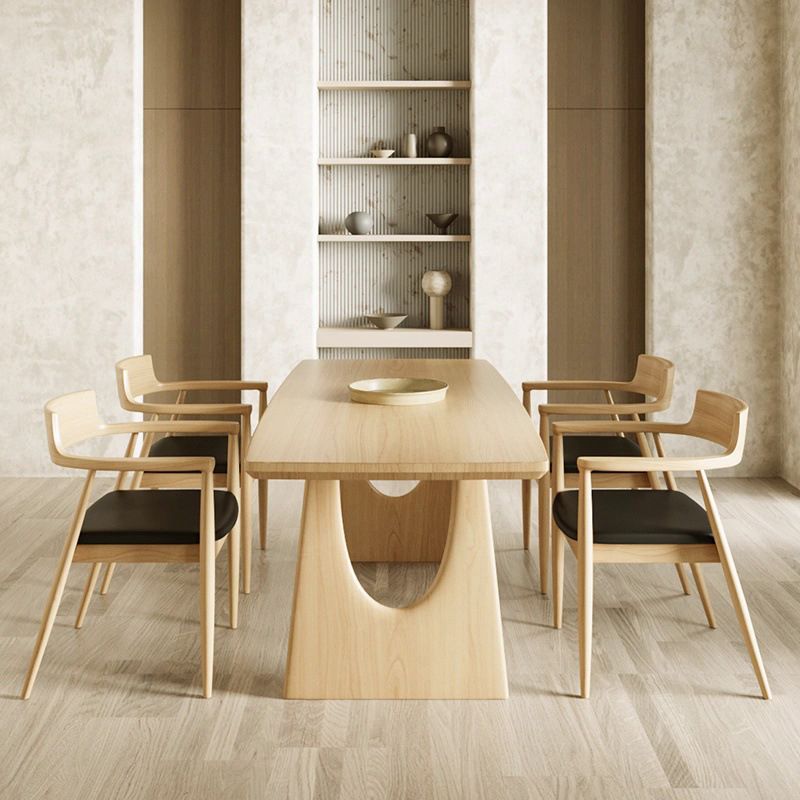 Industrial Double Pedestal Dining Table Pine Wood Table for Dining Room Cafe