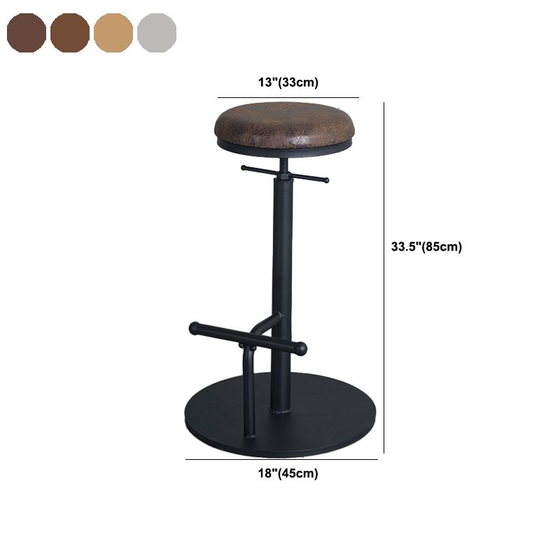 Scandinavian Metal Barstool Faux Leather Counter Stool With 4 Legs in Matte Finish