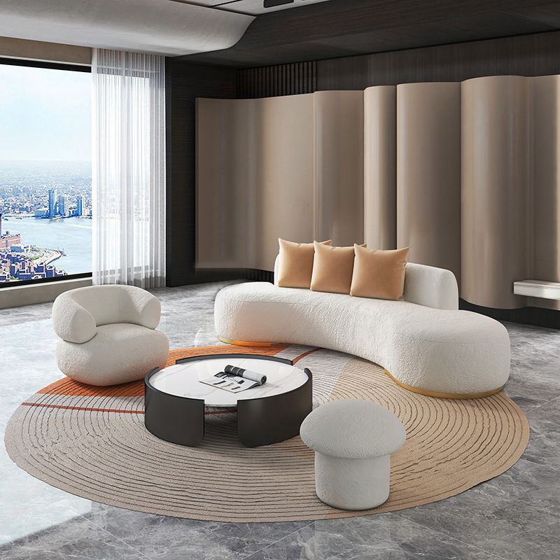 Curved 1/2/3/4-seater Sofa Modern Fabric Armless Sofa in White