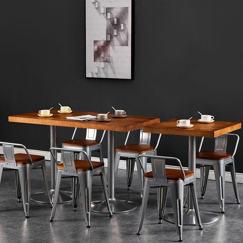Industrial Style Solid Wood Dining Table Brown Table with Metal Base for Dinning Room