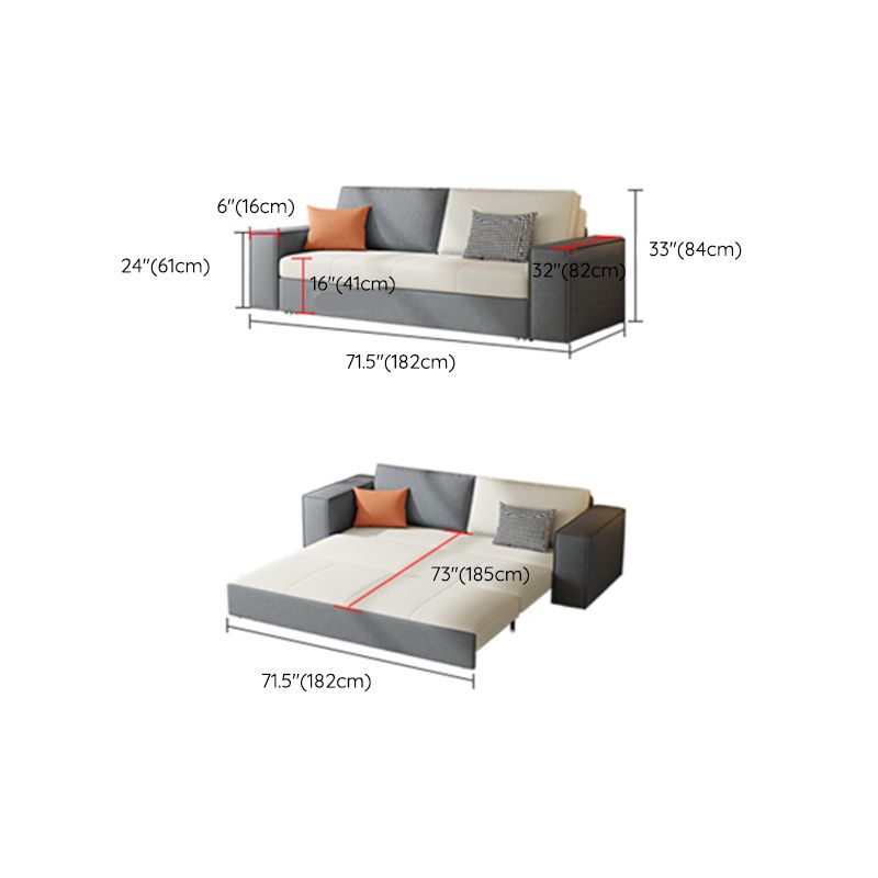 33.46"H Faux Leather Sleeper Sofa Upholstered Square Arm Sofa Bed