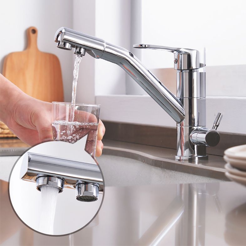 Contemporary Single Handle Kitchen Faucet Rotatable 1-Hold Bar Faucet