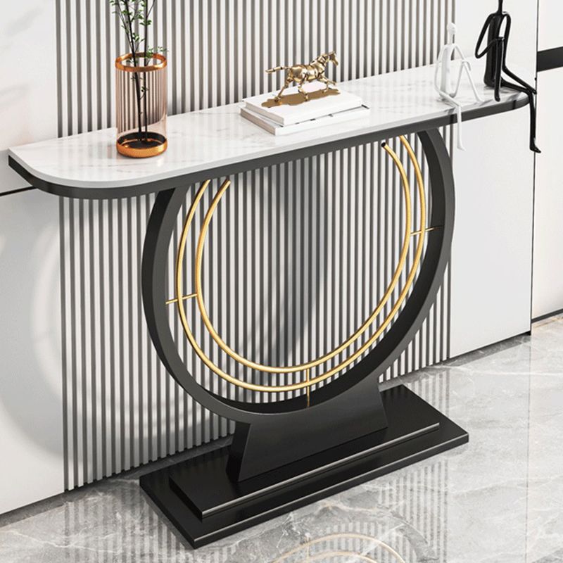 Glam Iron Half Moon Console Table Scratch Resistant Stain Resistant Sofa Table