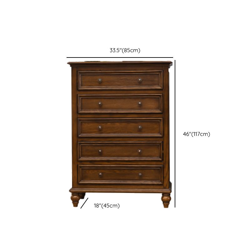 Solid Wood Storage Chest Dresser Brown Storage Chest with Drawers