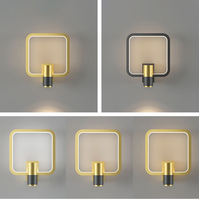 Light Luxury Metal Wall Light Geometry LED Wall Lamp with Silica Gel Shade for Bedroom