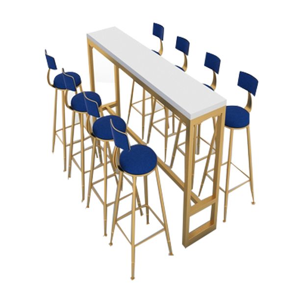 Glam Marble Bistro Bar Table with Rectangle Table Top Trestle Table - 41.3" H , Only Table