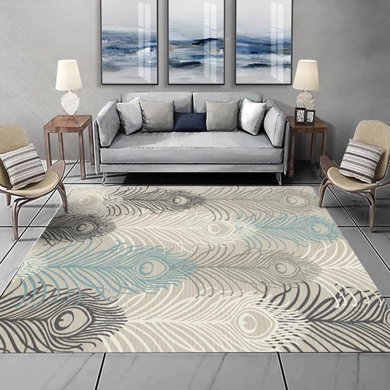 Classic Plant Print Rug Multi-Color Western Area Rug Polypropylene Easy Care Stain-Resistant Carpet for Parlor