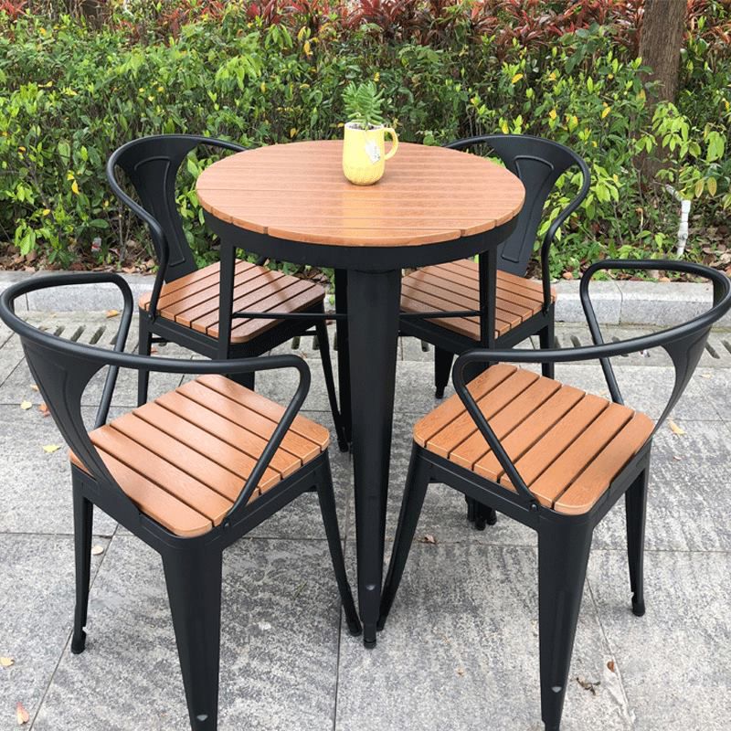 1/3/5 Pcs Metal Dining Table Set Industrial Round Dining Set