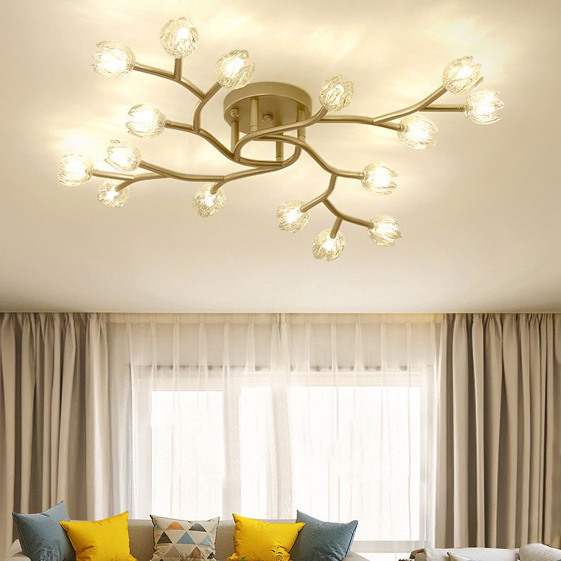 Modern Style Flower Shape Flush Mount Metal Ceiling Light for Living Room