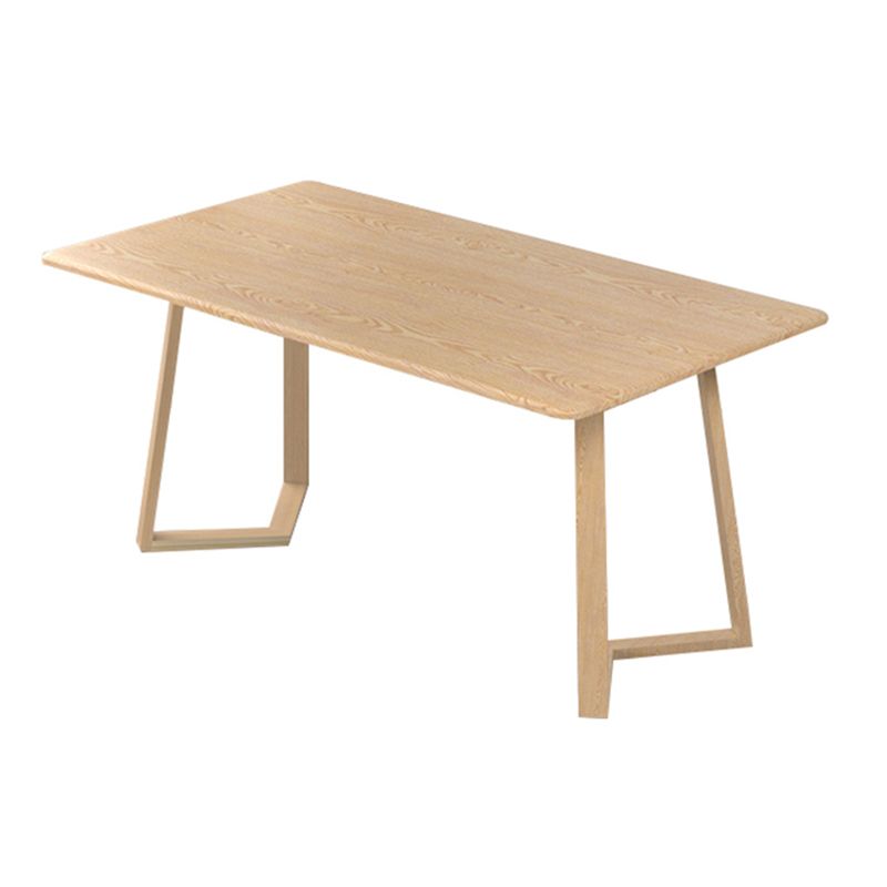 Contemporary Rectangular White and Walnut Wooden Dining Table with Double Pedestal