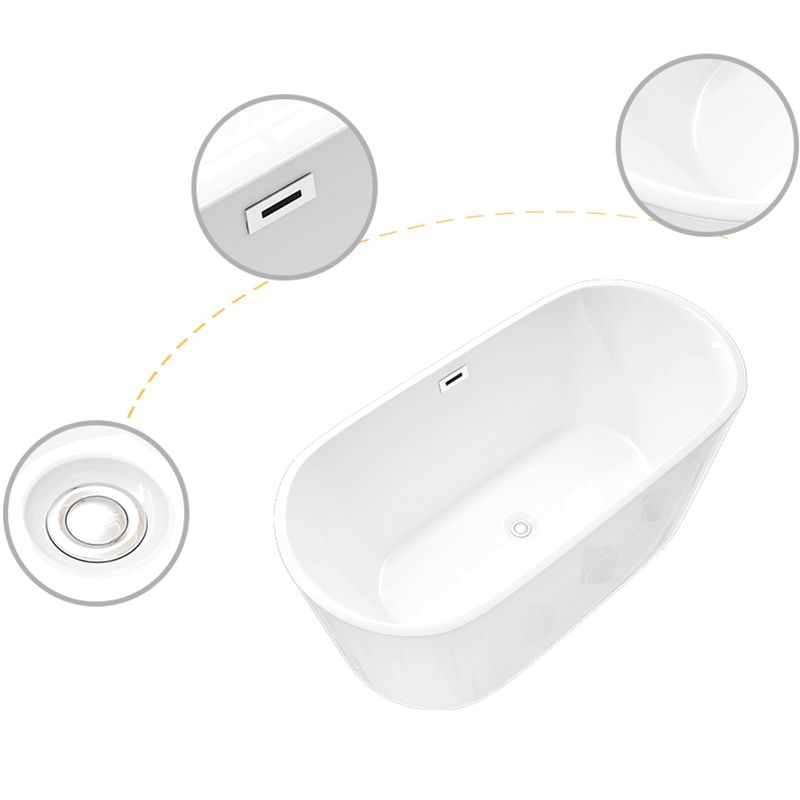 Oval Tub with Drain and Overflow Trim Modern Acrylic Soaking Bathtub