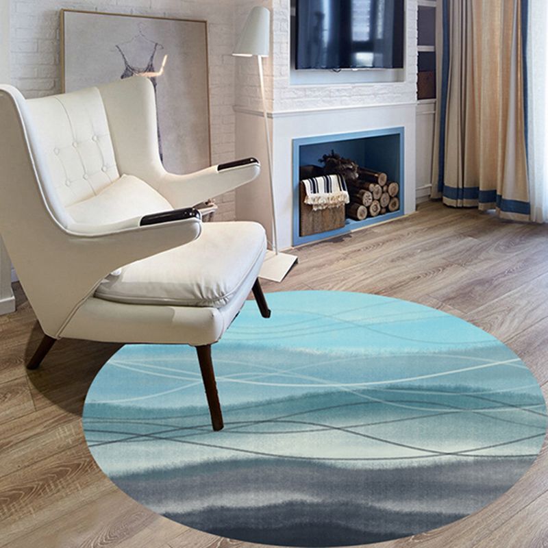 Round Color Mixed Simple Area Carpet Polyester Ink Print Indoor Rug Washable Carpet for Living Room