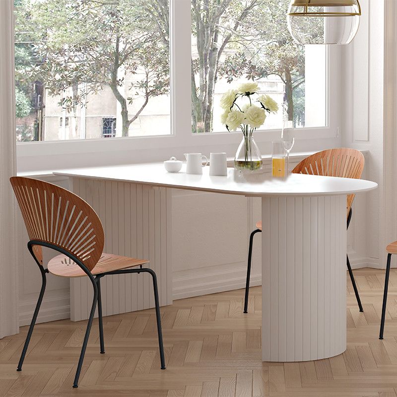 Mesa de comedor de estilo moderno Mesa de comedor de doble pedestal blanco para uso en el hogar