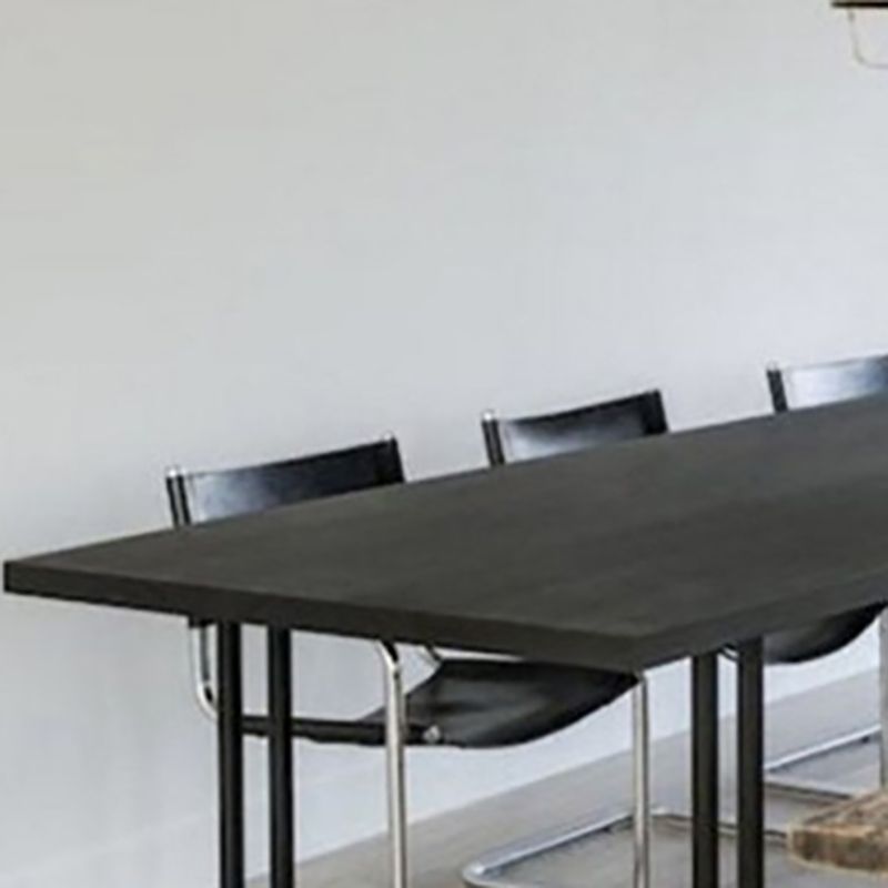Black Solid Wood Rectangular Writing Desk Industrial Meeting Desk for Office