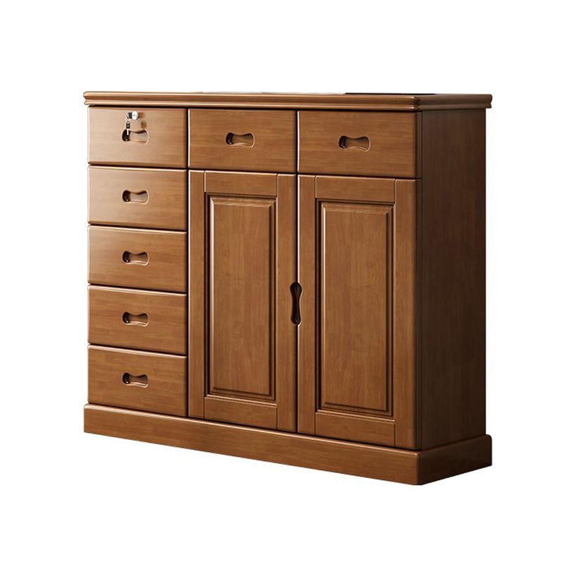 Rubberwood Accent Cabinet with Drawers Contemporary Storage Cabinet
