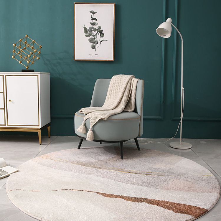 Beige Modern Area Rug Polyester Geometric Print Rug Anti-Slip Washable Rug for Living Room