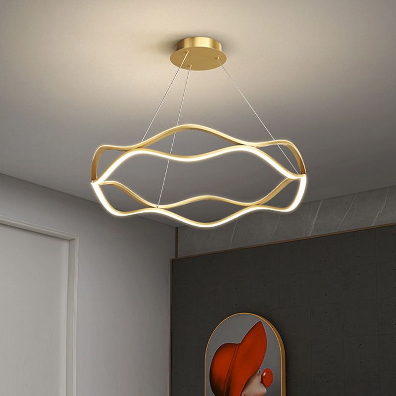 Wave Shape Chandelier Pendant Light Minimalist LED Metal Chandelier Lighting