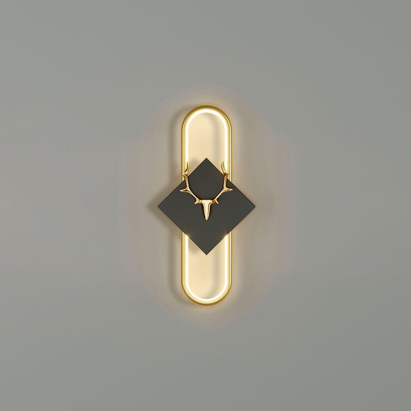 Oval Shape Metal Wall Light Modern Style 1 Light Wall Mounted Light Fixture