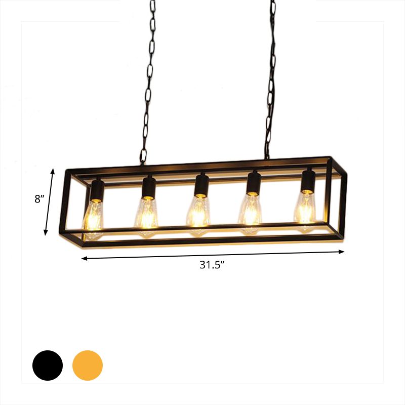 Black/Brass Rectanglengle Island Canderant Classic Metal 5/6 Bulbi Sala da pranzo Assiciare Luce a soffitto
