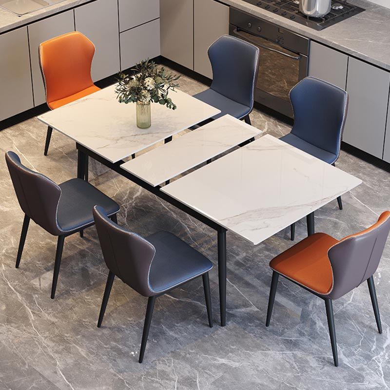 Rectangular Sintered Stone Dining Table Modern Extendable Table with 4 Legs