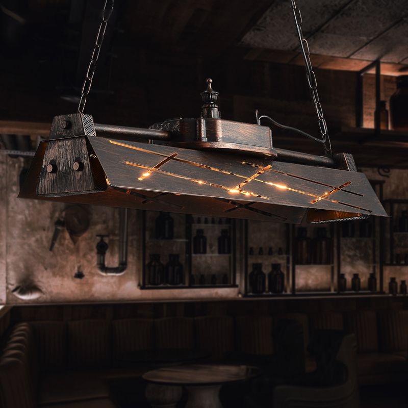 Metal Hollow-out Suspension Lamp Industrial 4-Light Dining Room Island Light Fixture