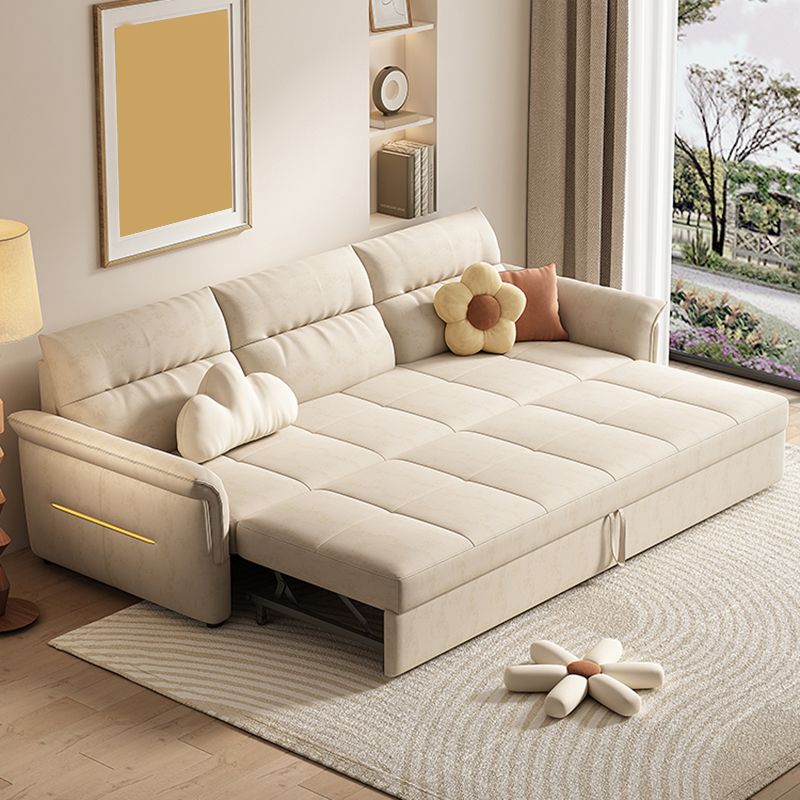 Glam White Futon and Mattress Flared Arms Folding Futon Frame