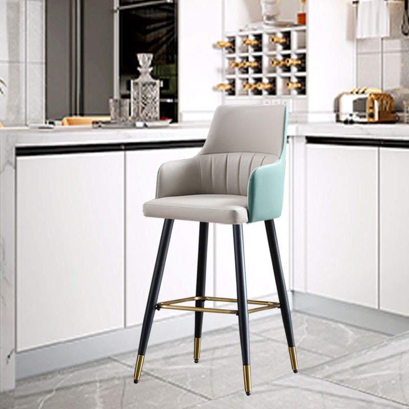 Glam Leather Bar Stool Armed Backrest Counter Stool for Living Room