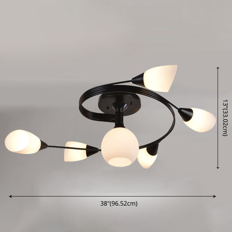 Plafonnier en verre dépoli en ferronnerie, luminaire Semi-encastré de Style moderne avec abat-jour blanc pour salon et Restaurant