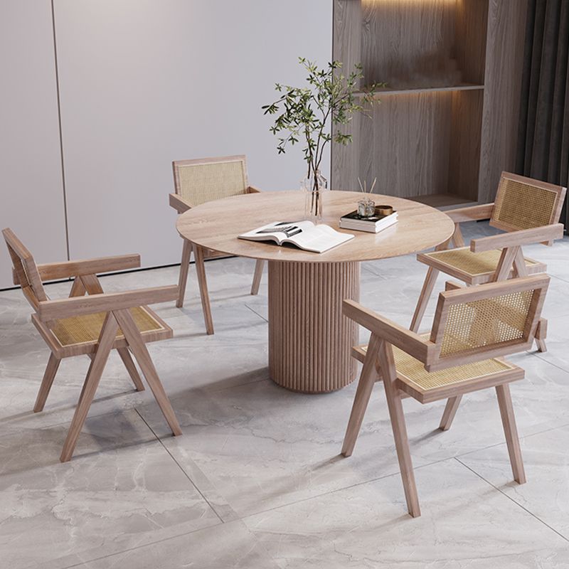Solid Wood Home Dining Table Modern Round Dining Room Table with Pedestal Base