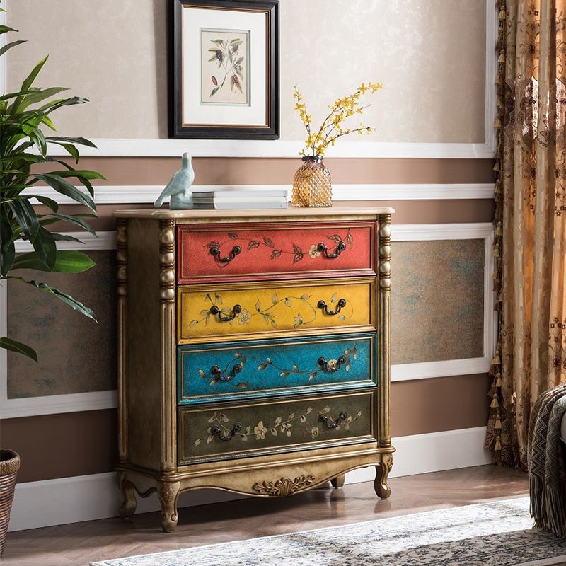 Industrial Chest with Drawers and Cabriole Legs in Distressed Wood