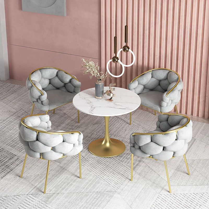 Biscuit Back Sofa 23.62" Deep Sloped Arm Sofa with Gold Frame