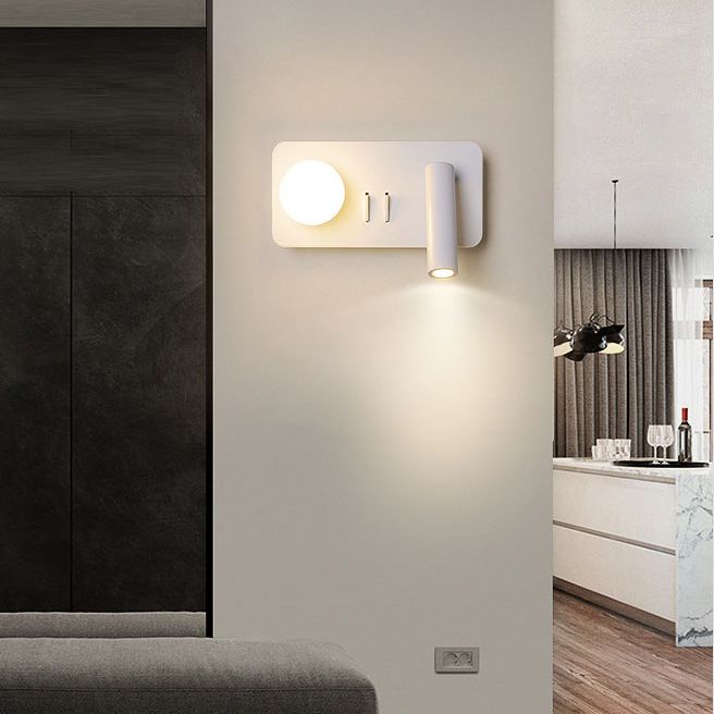 1-Light Minimalisme Acrylique Murce Murce Lampe légère murale blanche pour chambre à coucher