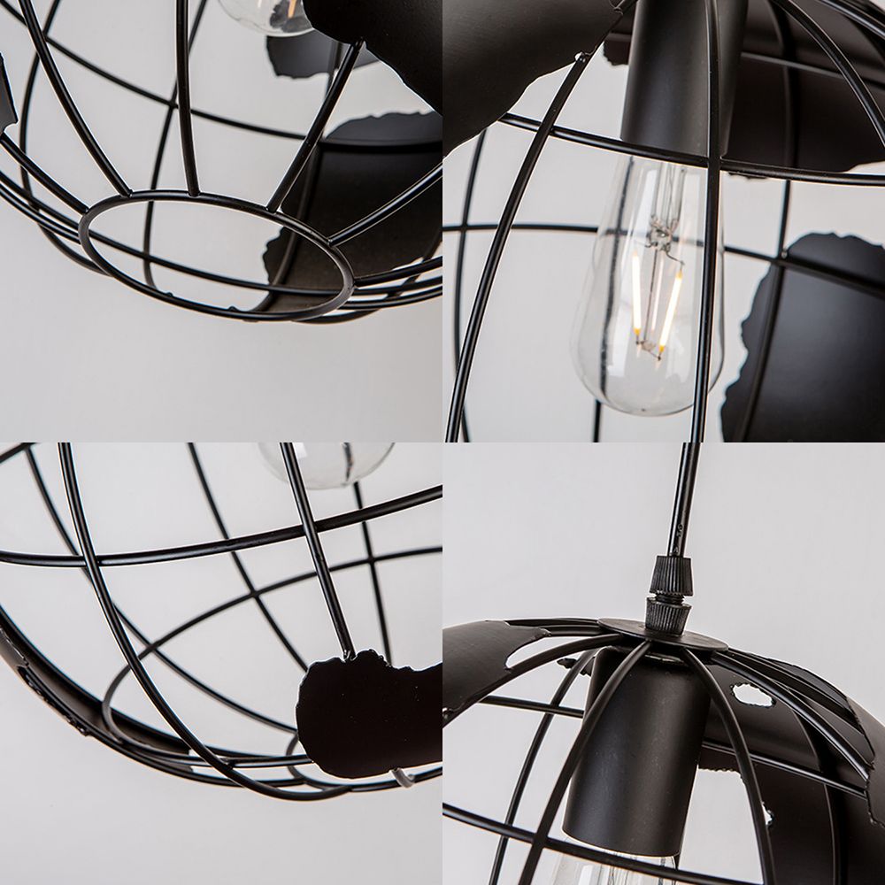 8 "/12" brede bol kooi metalen hanglamp industrieel 1 lichte woonkamer hangende lamp in zwart/wit/roze