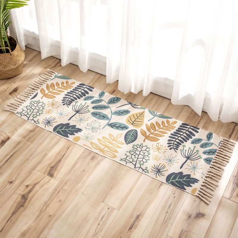 Unique Multicolor Minimalist Rug Polyester Plant Rug Washable Pet Friendly Rug for Great Room