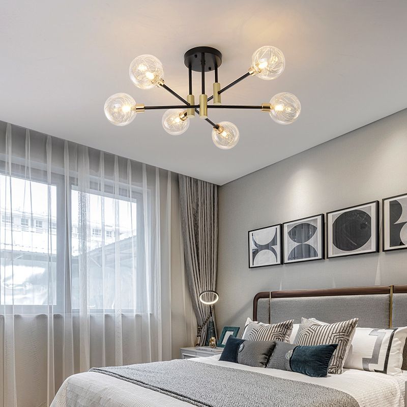 Glass Sputnik Shape Flush Ceiling Light Modern Multi Lights Flush Light Fixtures